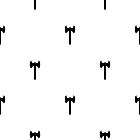 Seamless pattern with black silhouette icon of axe isolated on white background. Medieval weapon sign. Vector illustration for design, web, wrapping paper, fabric, wallpaper.のイラスト素材