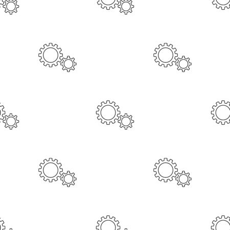 Seamless pattern with gear icon on white background. Settings symbol. Outline style. Vector illustration for design, web, wrapping paper, fabric, wallpaper.のイラスト素材