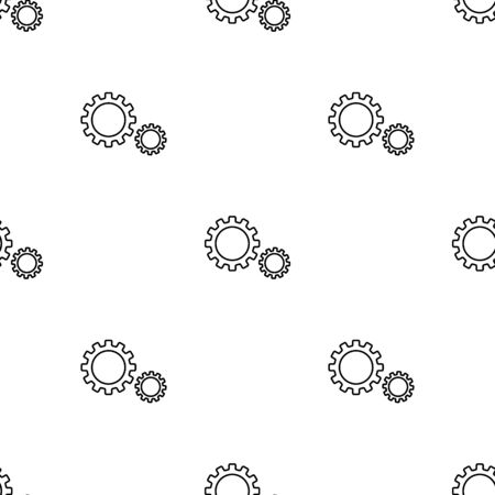 Seamless pattern with gear icon on white background. Settings symbol. Outline style. Vector illustration for design, web, wrapping paper, fabric, wallpaper.のイラスト素材