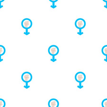 Seamless pattern with man's resist symbol on white background. Male symbol. Man power. Fist raised up. Vector illustration for design, web, wrapping paper, fabric, wallpaper.のイラスト素材