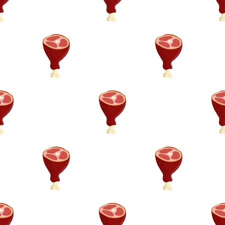 Seamless pattern with meat icon on white background. Thigh meat. Cartoon style. Vector illustration for design, web, wrapping paper, fabric, wallpaper.のイラスト素材