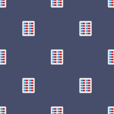 Seamless pattern with pill plate icon. Flat style. Health care. Vector illustration for design, web, wrapping paper, fabric, wallpaper.のイラスト素材