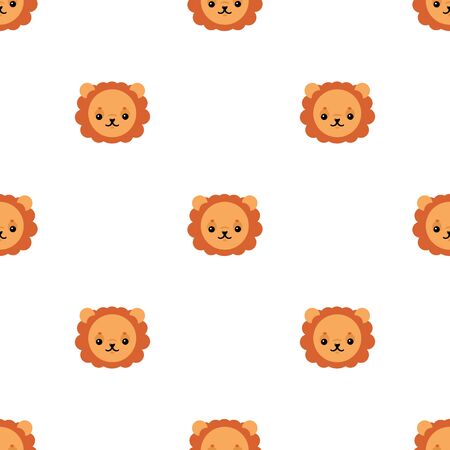 Seamless pattern with cute lion. Vector illustration for design, web, wrapping paper, fabric, wallpaper.のイラスト素材