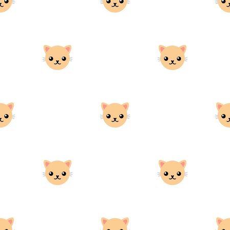 Seamless pattern with cute cat. Vector illustration for design, web, wrapping paper, fabric, wallpaper.のイラスト素材