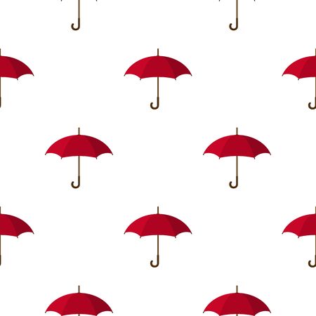 Seamless pattern with red umbrella icon on white background. Vector illustration for design, web, wrapping paper, fabric, wallpaper.のイラスト素材