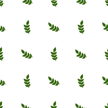 Seamless pattern with green leaves on white background. Vector illustration for design, web, wrapping paper, fabric, wallpaper.のイラスト素材