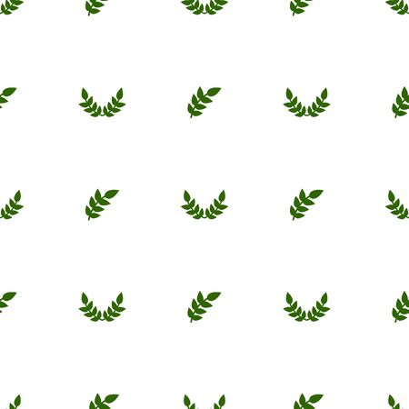 Seamless pattern with green leaves on white background. Vector illustration for design, web, wrapping paper, fabric, wallpaper.のイラスト素材