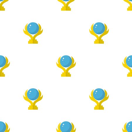 Seamless pattern with winner trophy cup icon. First place. Flat world trophy symbol isolated on white background. Vector illustration for design, web, wrapping paper, fabric, wallpaper.のイラスト素材