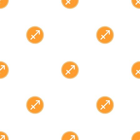 Seamless pattern with sagittarius zodiac sign. Astrological, horoscope sign. Zodiac symbol. Fire element. Sticker. Vector illustration for design, web, wrapping paper, fabric, wallpaper.のイラスト素材