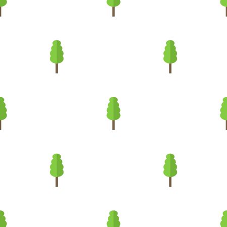Seamless pattern with flat green tree icon on white background. Vector illustration for design, web, wrapping paper, fabric, wallpaper.のイラスト素材
