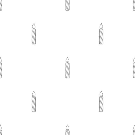 Seamless pattern with line style icon of a candle. Religional concept. Vector illustration for design, web, wrapping paper, fabric, wallpaper.のイラスト素材