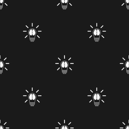 Seamless pattern with icon of brain in lightbulb. Creative idea template. Vector illustration for design, web, wrapping paper, fabric, wallpaper.のイラスト素材