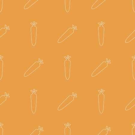 Seamless pattern with line style icon of carrot on orange background. Vector illustration for design, web, wrapping paper, fabric, wallpaper.のイラスト素材