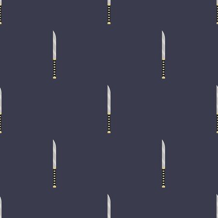 Seamless pattern with knife weapon. Ninja weapon. Samurai equipment. Cartoon style. Vector illustration for design, web, wrapping paper, fabric, wallpaper.のイラスト素材