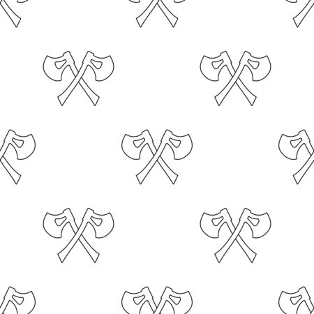 Seamless pattern with crossed outline axes on white background. Medieval weapon sign. Vector illustration for design, web, wrapping paper, fabric, wallpaper.のイラスト素材