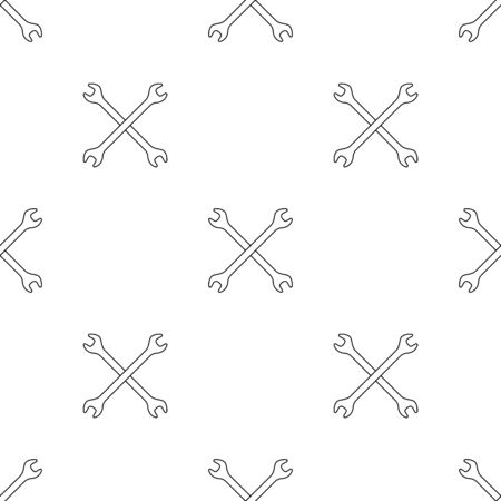 Seamless pattern with outline wrench icon. Spanner key. Repair symbol. Vector illustration for design, web, wrapping paper, fabric, wallpaper.のイラスト素材