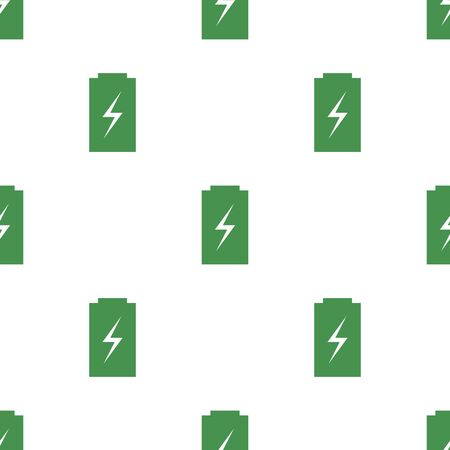 Seamless pattern with battery icon. Green ecological sign. Protect planet. Vector illustration for design, web, wrapping paper, fabric, wallpaper.のイラスト素材