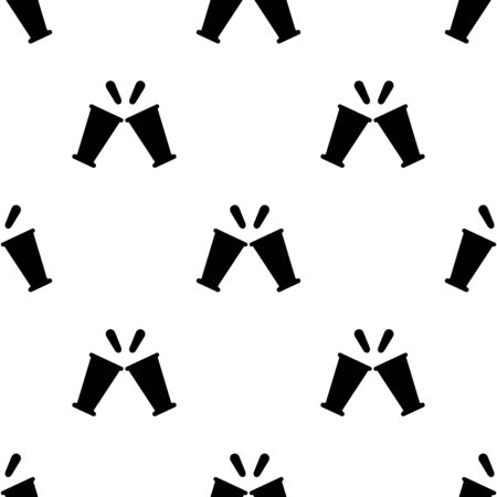 Black silhouette of clang glasses together on white background. Cocktail alcohol drinks. Simple icon. Holiday decorative element. Vector illustration for design, web, wrapping paper, fabric.のイラスト素材