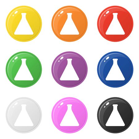 Bottle elixir icons set 9 colors isolated on white. Collection of glossy round colorful buttons. Vector illustration for any design.のイラスト素材