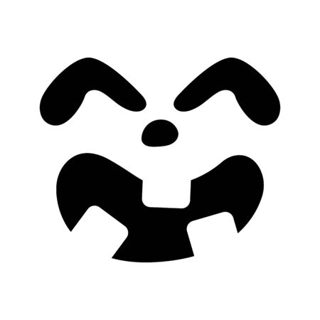 Pumpkin face silhouette icon for Halloween isolated on white background. Scary pumpkin devil smile, spooky jack o lanter. Vector illustration for any design.のイラスト素材