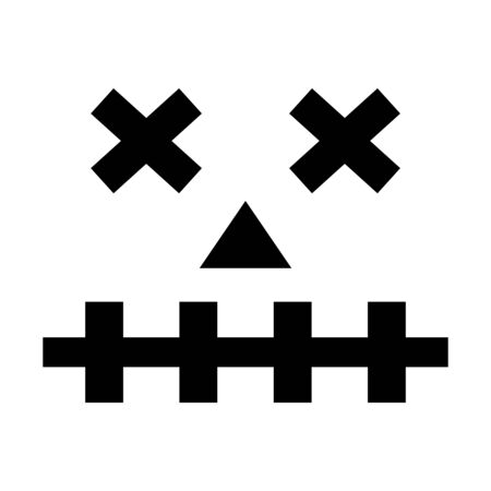 Pumpkin face silhouette icon for Halloween isolated on white background. Scary pumpkin devil smile, spooky jack o lanter. Vector illustration for any design.のイラスト素材