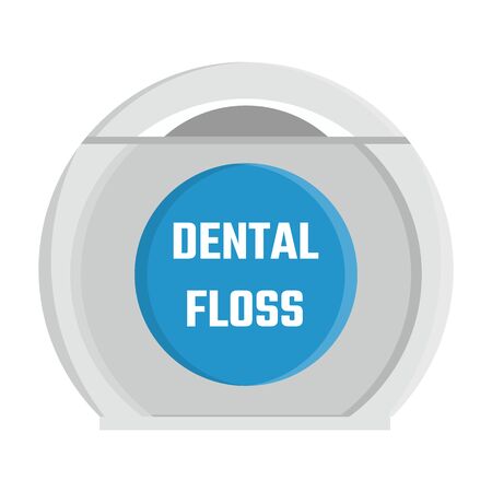 Dental floss cartoon template isolated on white background. Teeth protection, oral care, dental health concept design for poster, banner, flyer. Vector illustration for any design.のイラスト素材