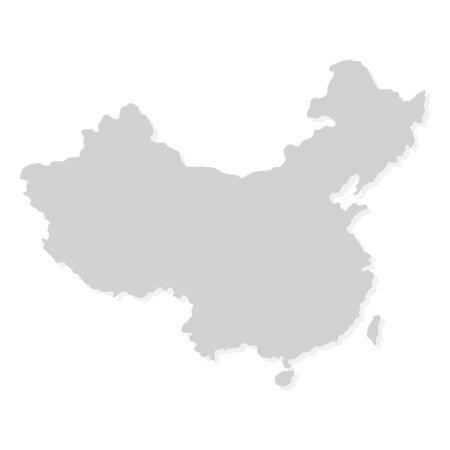 China map isolated on white background. Map with shadow. Vector illustration for any design.のイラスト素材