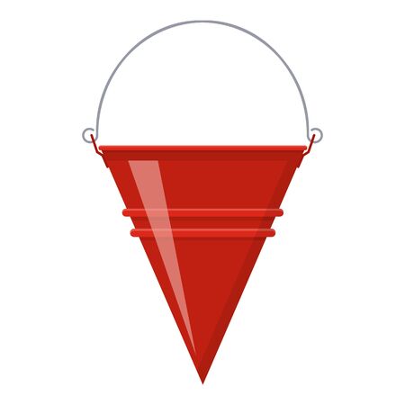 Fire bucket. Red metal cone bucket empty or with water for fire fighting isolated on white background. Cartoon style. Vector illustration for any design.のイラスト素材