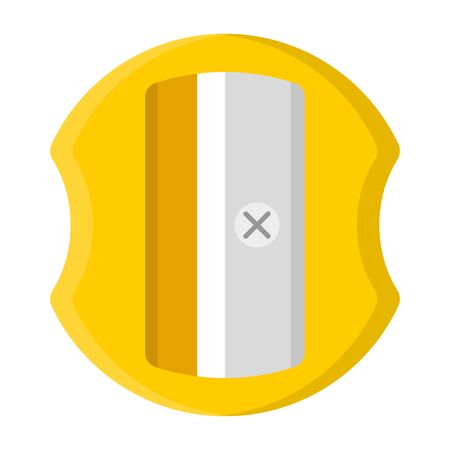 Yellow pencil sharpener isolated on white background. Cartoon style. Vector illustration for any design.のイラスト素材