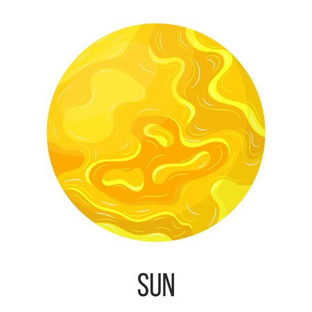Sun star planet isolated on white background. Solar system. Cartoon style vector illustration for any design.のイラスト素材