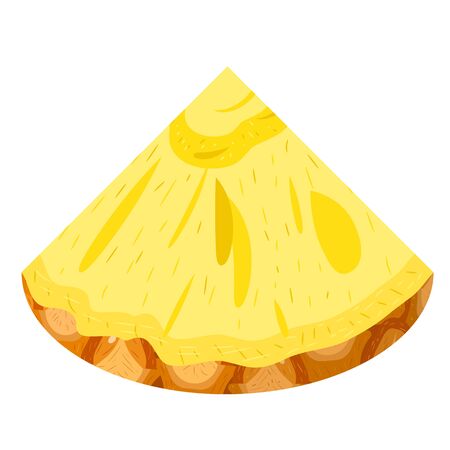 Fresh cut slice pineapple fruit isolated on white background. Summer fruits for healthy lifestyle. Organic fruit. Cartoon style. Vector illustration for any design.のイラスト素材