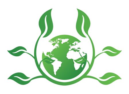 Ecology concept icon with earth and leaves. Recycle symbol. Vector illustration for any design.のイラスト素材