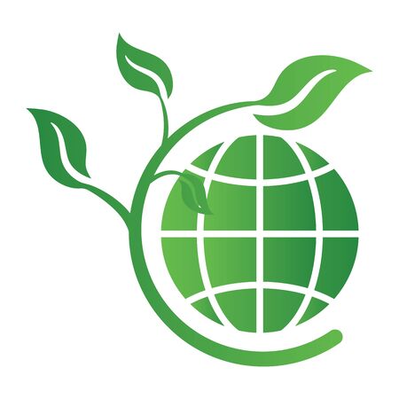 Ecology concept icon with earth and leaves. Recycle logo. Vector illustration for any design.のイラスト素材