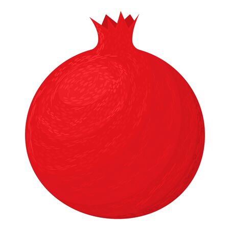 Fresh bright exotic whole pomegranate isolated on white background. Summer fruits for healthy lifestyle. Organic fruit. Cartoon style. Vector illustration for any design.のイラスト素材