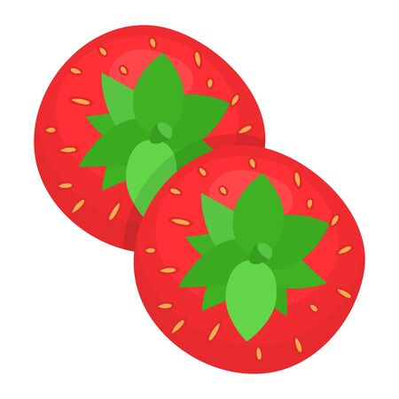 Fresh bright exotic whole strawberry view from above isolated on white background. Summer fruits for healthy lifestyle. Organic fruit. Cartoon style. Vector illustration for any design.のイラスト素材