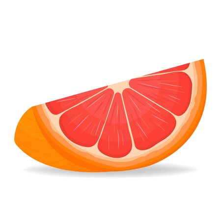 Fresh bright exotic cut slice grapefruit isolated on white background. Summer fruits for healthy lifestyle. Organic fruit. Cartoon style. Vector illustration for any design.のイラスト素材