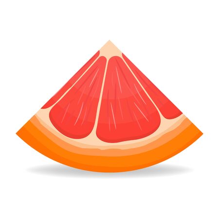 Fresh bright exotic cut slice grapefruit isolated on white background. Summer fruits for healthy lifestyle. Organic fruit. Cartoon style. Vector illustration for any design.のイラスト素材