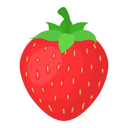 Fresh bright exotic whole strawberry isolated on white background. Summer fruits for healthy lifestyle. Organic fruit. Cartoon style. Vector illustration for any design.のイラスト素材