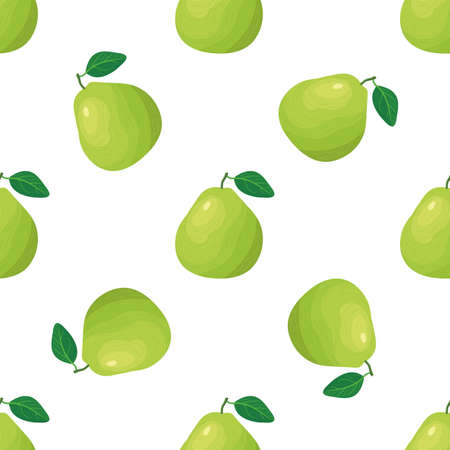 Seamless pattern with fresh bright exotic pomelo fruit on white background. Summer fruits for healthy lifestyle. Organic fruit. Cartoon style.のイラスト素材