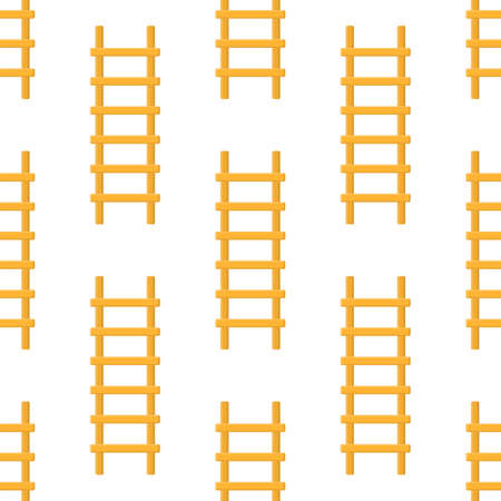 Seamless pattern with cartoon ladder, stairs on white background. Gardening tool. Vector illustration for any design.のイラスト素材