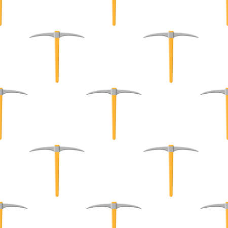 Seamless pattern with cartoon pickaxe on white background. Gardening tool. Vector illustration for any design.のイラスト素材