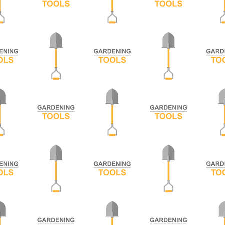 Seamless pattern with cartoon shovels on white background. Garden spade. Gardening tool. Vector illustration for any design.のイラスト素材