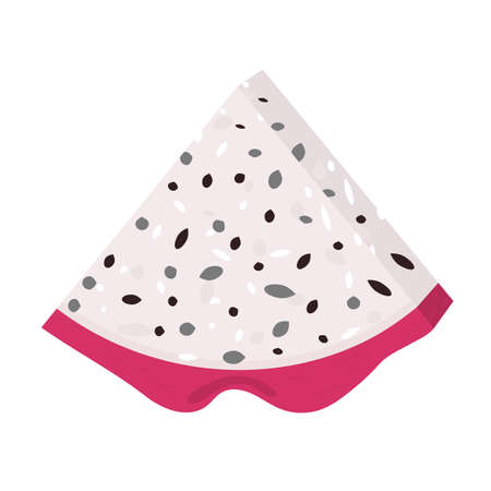 Fresh half cut red pitaya fruits isolated on white background. Summer fruits for healthy lifestyle. Organic fruit. Cartoon style. Vector illustration for any designのイラスト素材