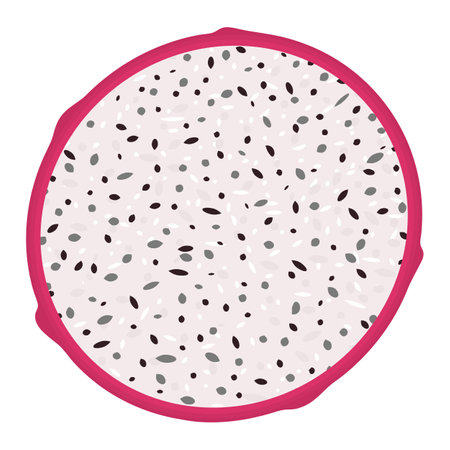 Fresh half cut red pitaya fruits isolated on white background. Summer fruits for healthy lifestyle. Organic fruit. Cartoon style. Vector illustration for any designのイラスト素材