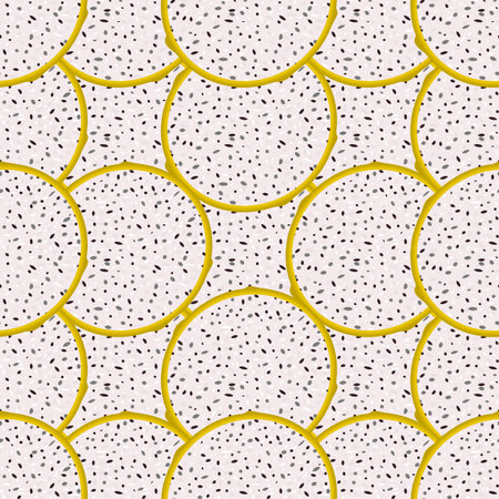 Seamless pattern with fresh half cut yellow pitaya fruits isolated on white background. Summer fruits for healthy lifestyle. Organic fruit. Cartoon style. Vector illustration for any designのイラスト素材