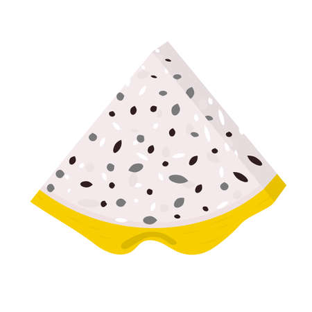 Fresh cut slice yellow pitaya fruits isolated on white background. Summer fruits for healthy lifestyle. Organic fruit. Cartoon style. Vector illustration for any designのイラスト素材