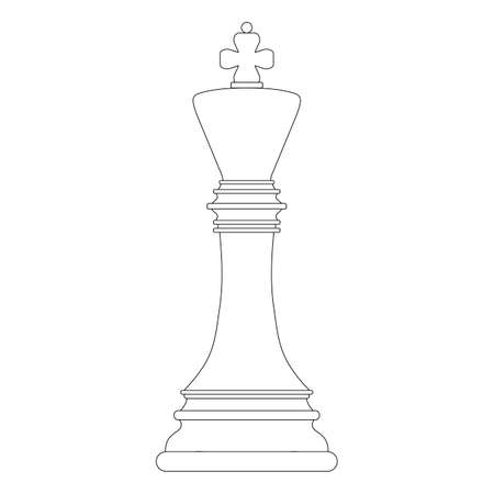Outline silhouette of chess king isolated on white background. Chess icon. Vector illustration for design.のイラスト素材