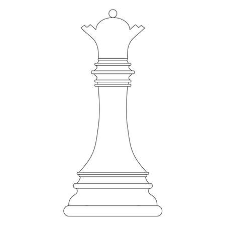 Outline silhouette of chess queen isolated on white background. Chess icon. Vector illustration for design.のイラスト素材