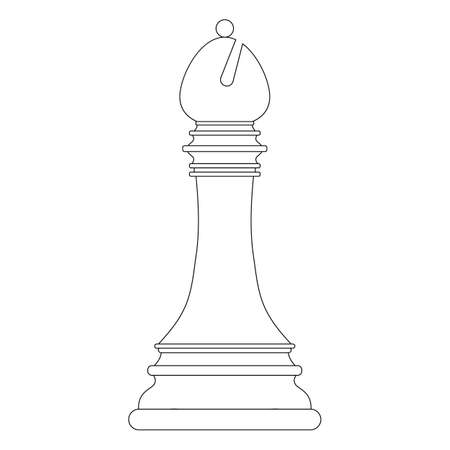 Outline silhouette of chess bishop isolated on white background. Chess icon. Vector illustration for design.のイラスト素材