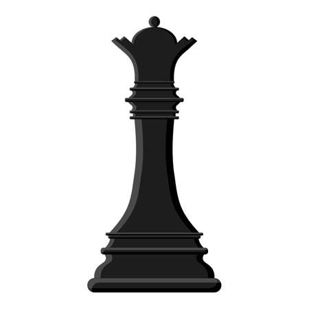 Cartoon black chess queen isolated on white background. Chess icon. Vector illustration for design.のイラスト素材